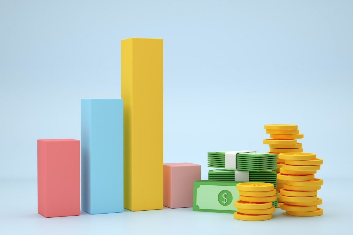 Financial data chart on blue background 3d render